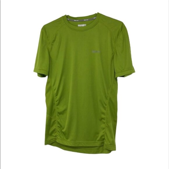 Marmot lime green ruched  sides athletic t shirt crewneck small - Picture 1 of 14